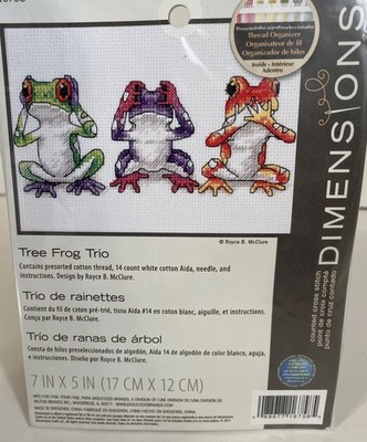 Dimensions Counted Cross Stitch Kit 16758 Tree Frog Trio New 7''x 5  Colorful