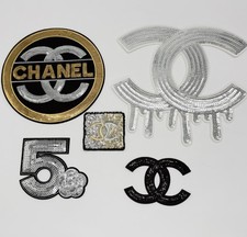 New LARGE 5PC Sequin Logo Iron-on/Sew-On Patch Set for  Jackets  hoodies, shirts
