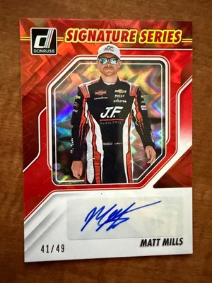 2026 Panini Donruss Racing Matt Mills Signature Series Red Xplosion /49