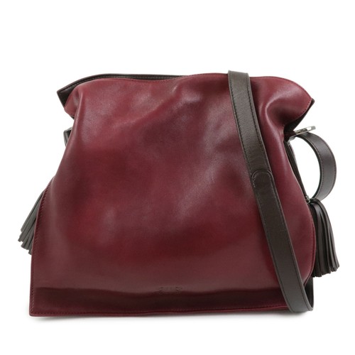 LOEWE Anagram Nappa Leather Shoulder Bag Crossbody Bag Purple Authentic Used F/S