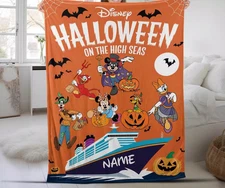 Personalized Mickey And Friends Halloween On The High Seas Fleece Blanket 