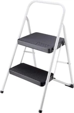 Two Step Folding Step Stool with Cool Gray Frame and Black Steps