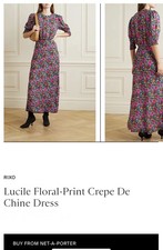 New with Tags Net-A-Porter RIXO Lucile Floral Midi Maxi Dress Black Sz Small