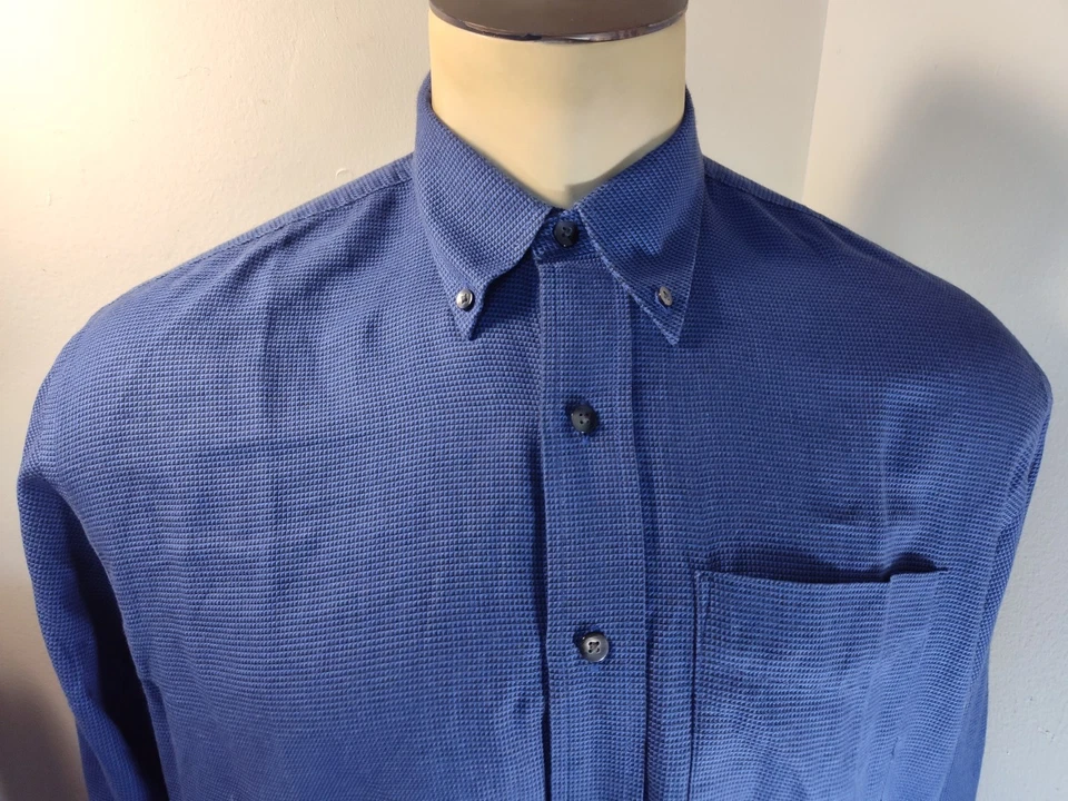 Cutter & Buck Shirt Medium M Long Sleeve Button Up Blue Black Geometric  - Image 3 of 4