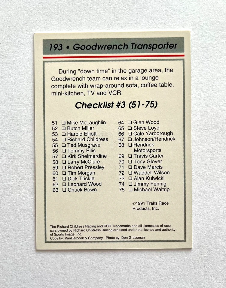Dale Earnhardt NASCAR 1991 Traks #193 Goodwrench Transporter Autographed Signed - Image 4 of 4
