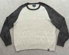 Lucky Brand Sweater Mens Extra Large Blue Gray Crew Neck Raglan Long Sleeve Knit