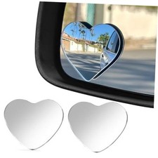 2 PCS Heart Shaped Blind Spot Mirrors, Adjustable Wide Angle Side Mirror Stick
