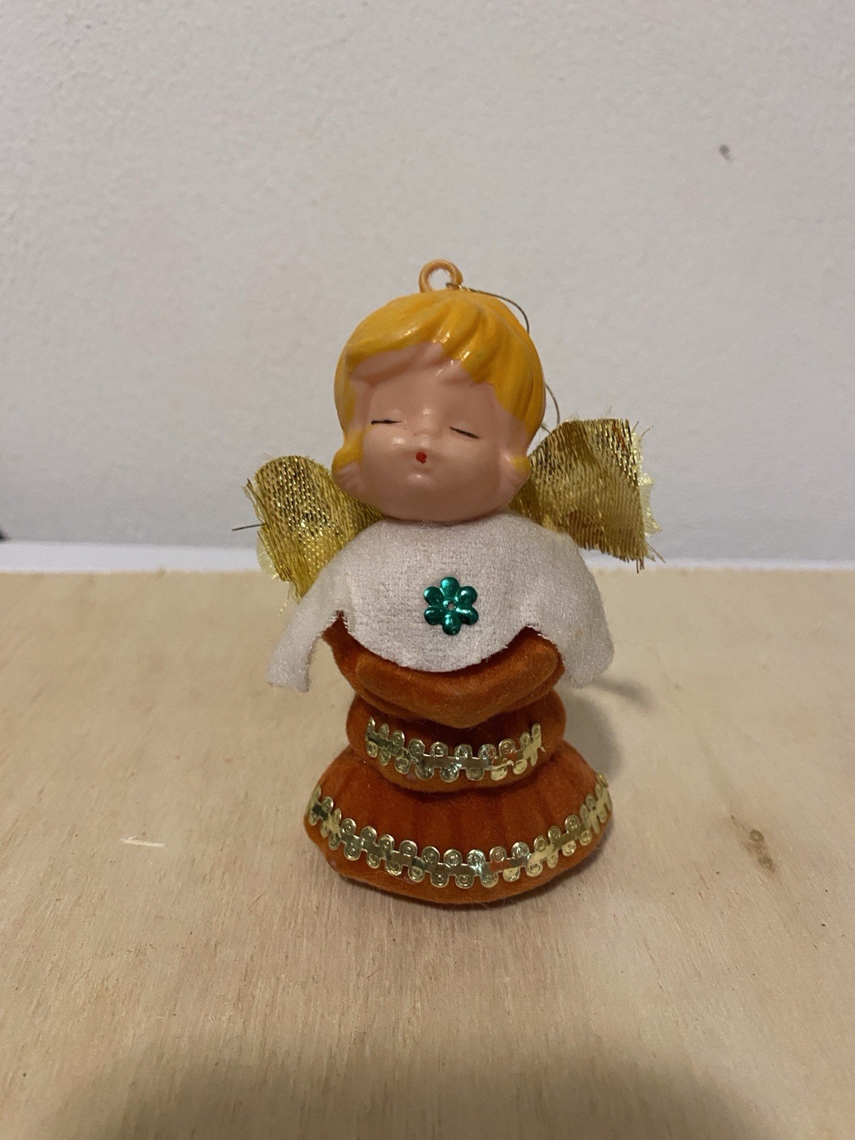 Vintage Flocked Angel Ornament
