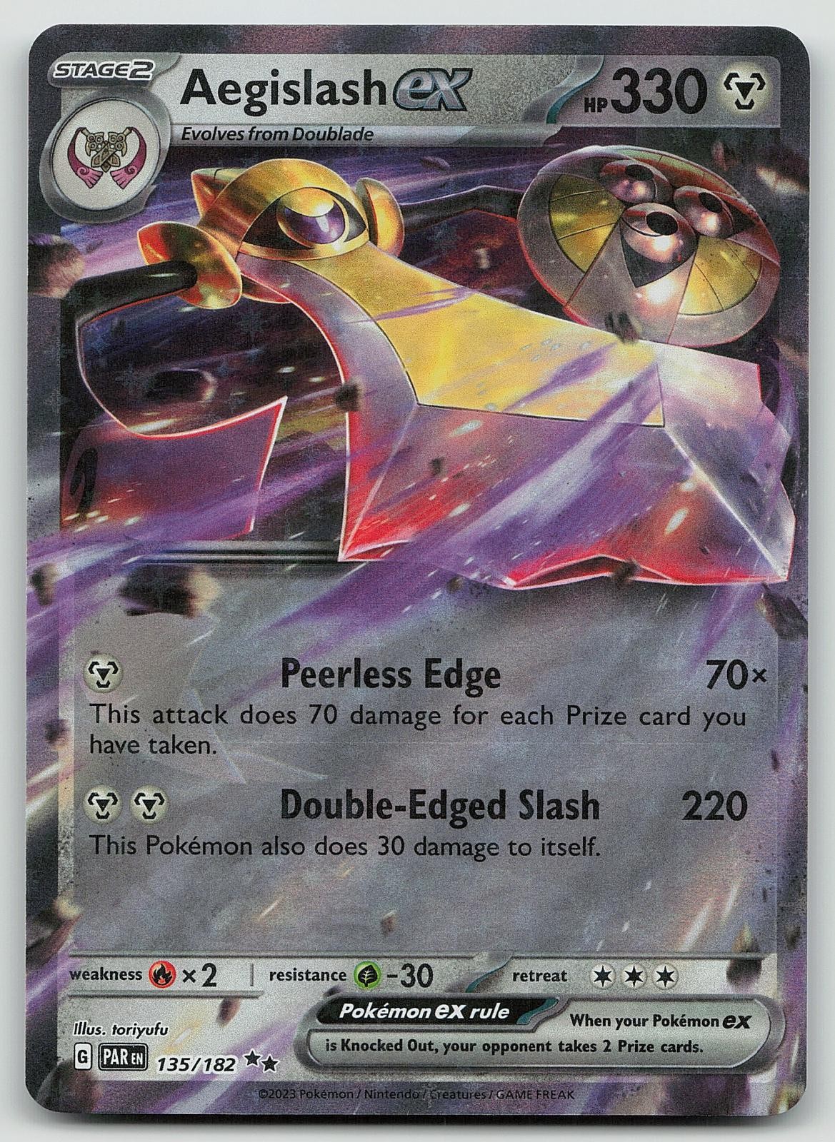 Pokemon Aegislash ex 135/182 Paradox Rift Double Rare Holo NM