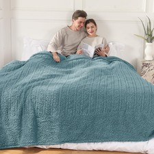 King Electric Blanket Sherpa, 100"x 90" Heated Blanket Dual Control, 5 Heat S...