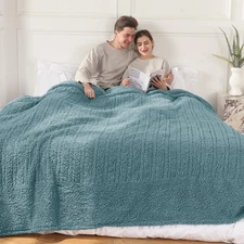 King Electric Blanket Sherpa, 100"x 90" Heated Blanket Dual Control, 5 Heat S...
