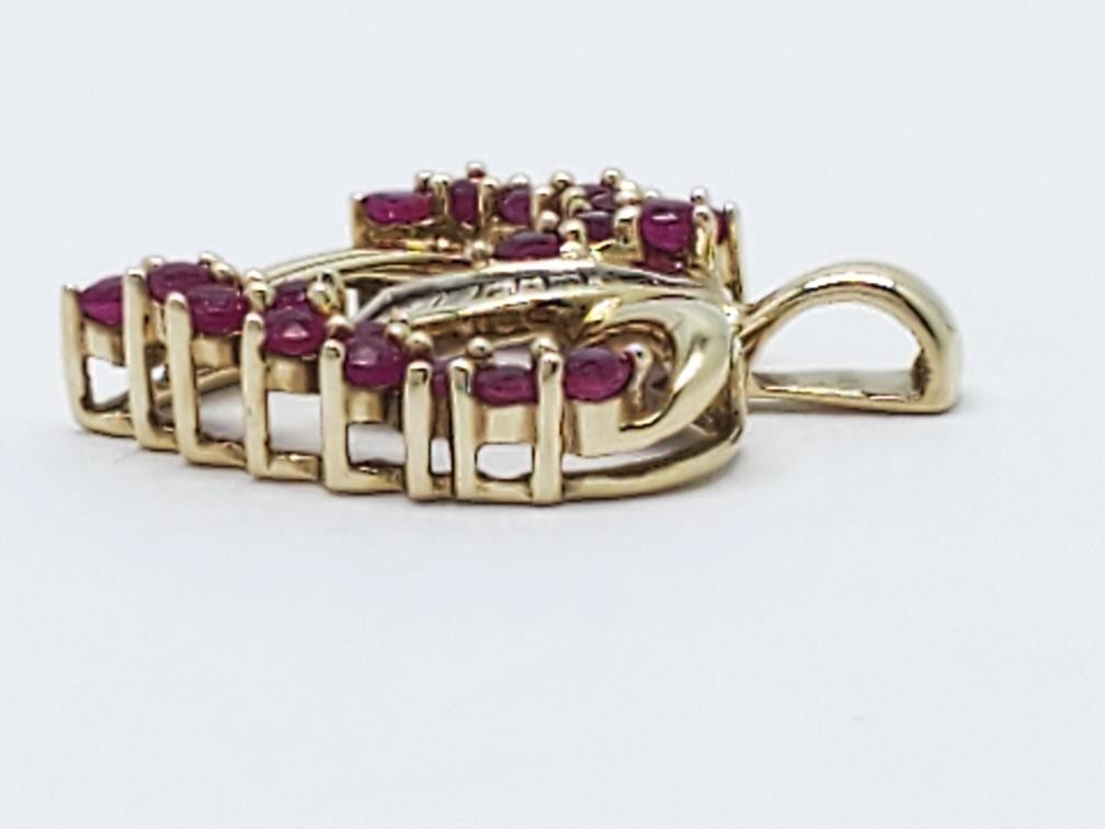 10K Solid Yellow Gold Ruby Diamond Accent Heart P… - image 3