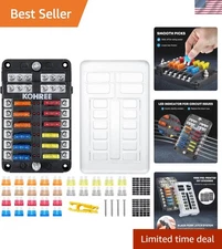 12 Way 12V Waterproof Fuse Block with LED Indicators for Marine & Auto Safety