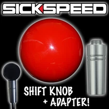 RED GUMBALL SHIFT KNOB & ADAPTER FOR AUTO/AUTOMATIC GEAR SHIFTER LEVER K G2