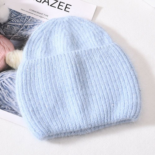 Flauschige Kaschmir Skullies - helle Draht Strickmützen solide Wintermütze Mützen - Bild 15 von 30