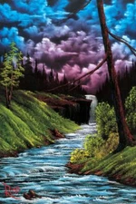 Bob Ross Black Waterfall Art Print Painting Cool Wall Art Print Poster 16x24