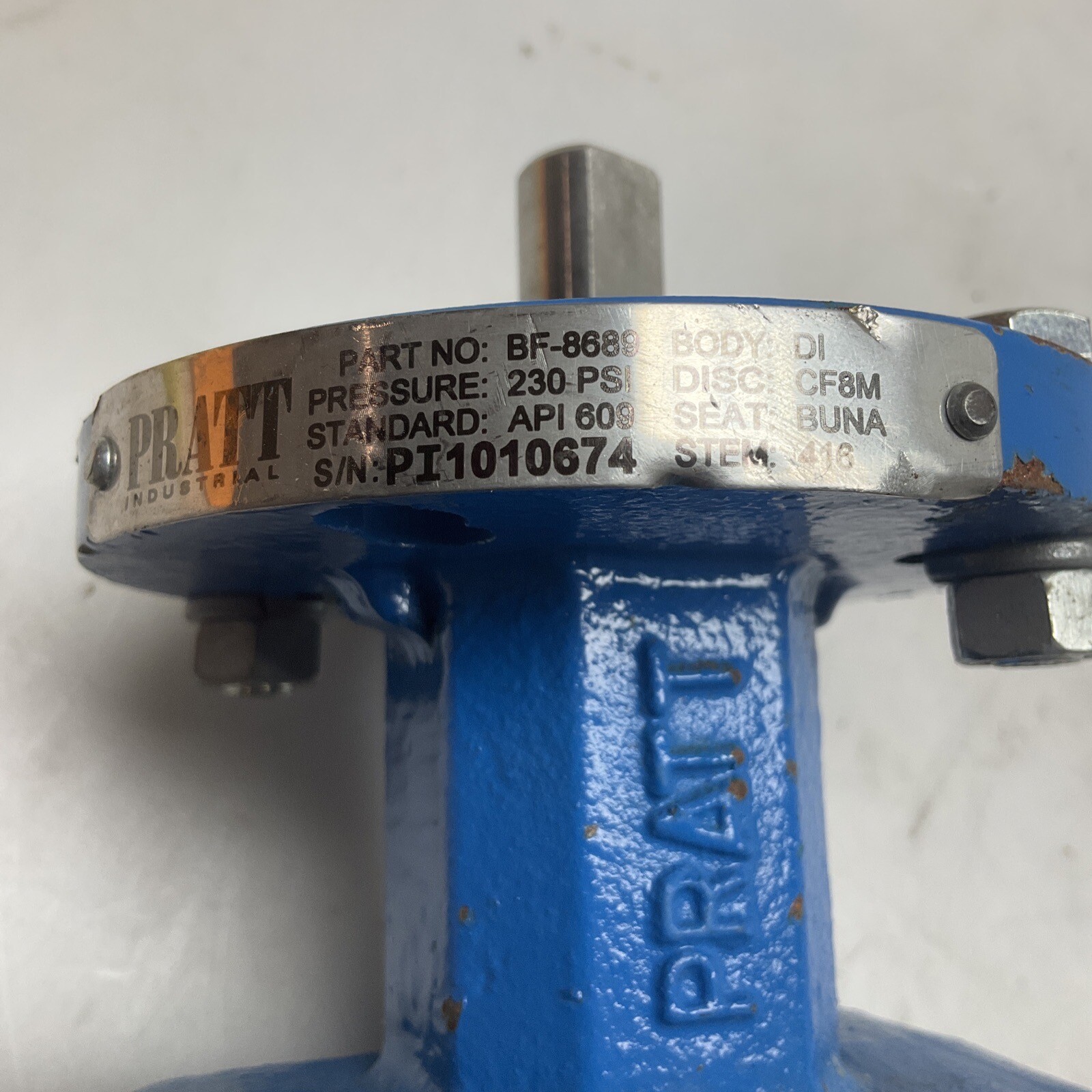 Pratt Industrial Butterfly Valve 4” CF8M 230 Psi 10” Ductile Iron Body