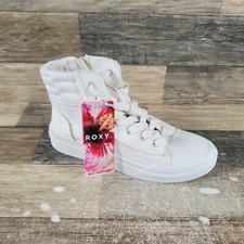Roxy Rae Mid Little Kid Girls Shoes Sz 5 White Round Toe Side Zip Ankle Sneakers