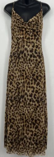 Zara Womens Cheetah Mesh Slip Maxi Dress Small NEW Lined Stretch Summer Sheer