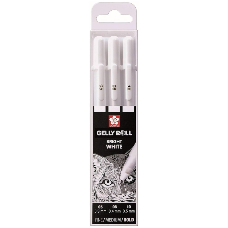 Sakura Gelly Roll Set 3 Bright White Gel Pens - Fine/Medium/Bold (Poxpgbwh3c) - Image 5