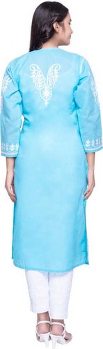 Ladies Chikankari Women Kurti Embroidery Dress Indian Kashmiri Women Long Kurta - Picture 17 of 26