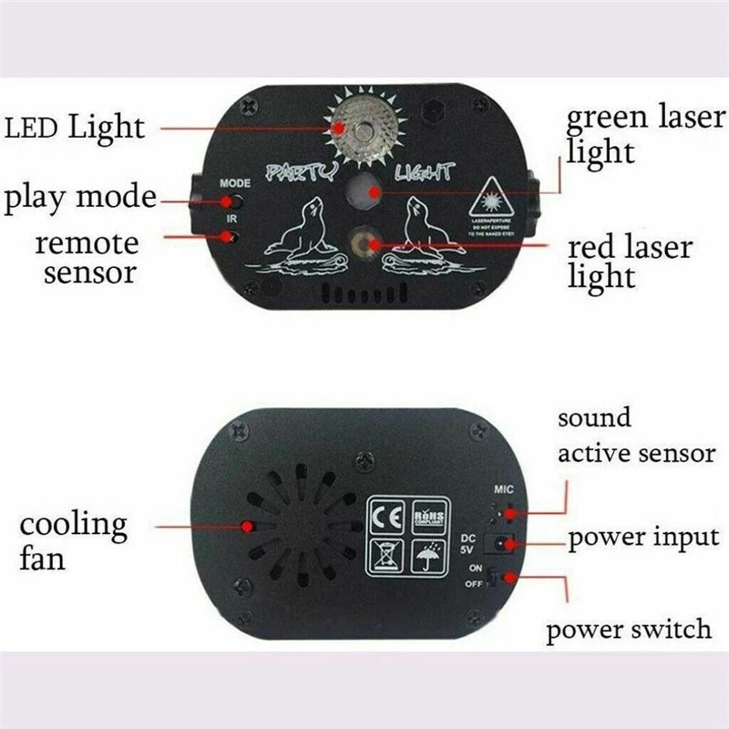 Projetor laser RGB festa LED luz de palco DJ discoteca 60 padrão mini - Imagem 4 de 4
