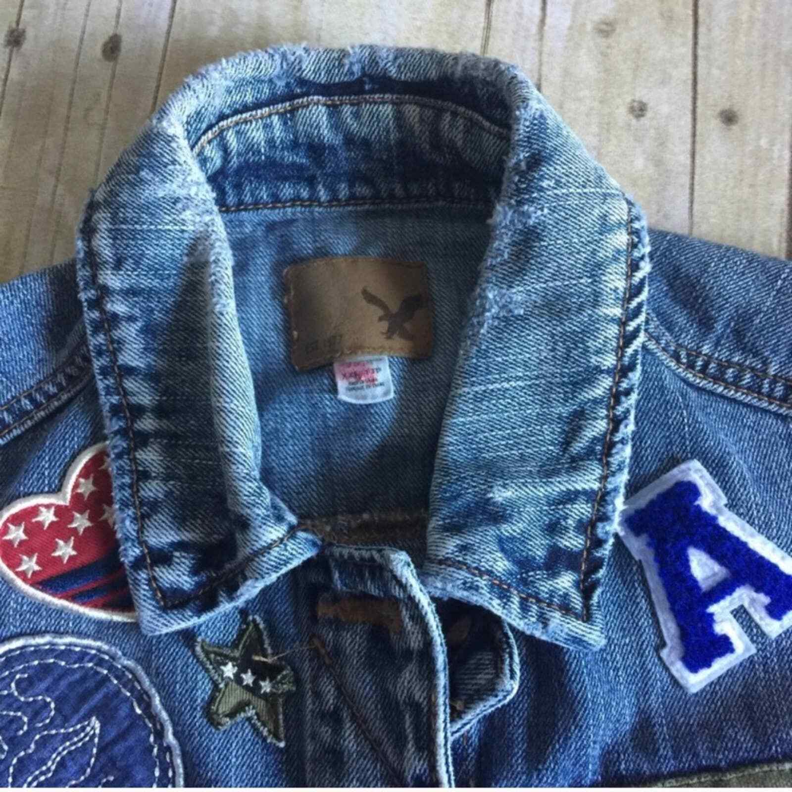 American Eagle Destroyed Denim Patch Vest - image 5