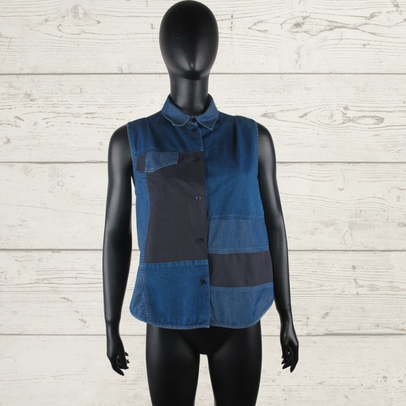 ACNE PRIMA PATCH Women's Denim Patchwork Vest But… - image 1