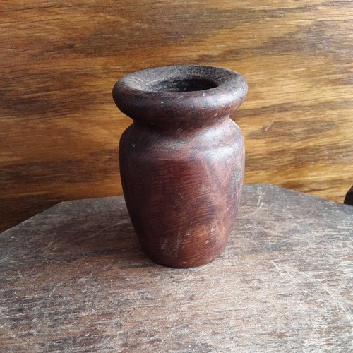 Vintage Wooden Miniature Vase Barrel Burl Wood ? 2.75" tall 1.75" wide Unmarked - Picture 5 of 24