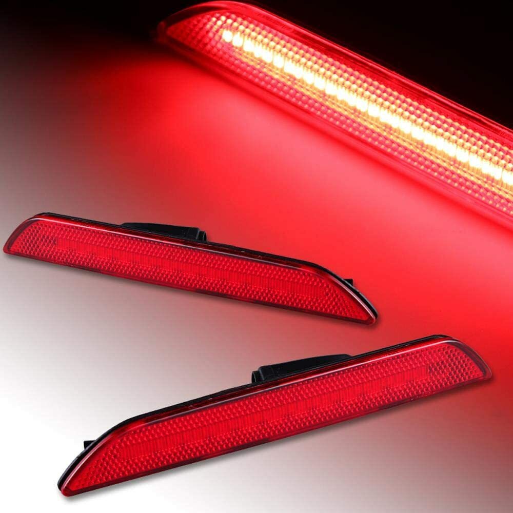 2x Red Lens Reflector Rear Bumper LED Side Marker Light For 2015-2020 Ford Mustang