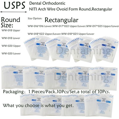 US 10Pcs Dental Ortho White Arch Wire Super Elastic Ovoid Form Rectangular/Round