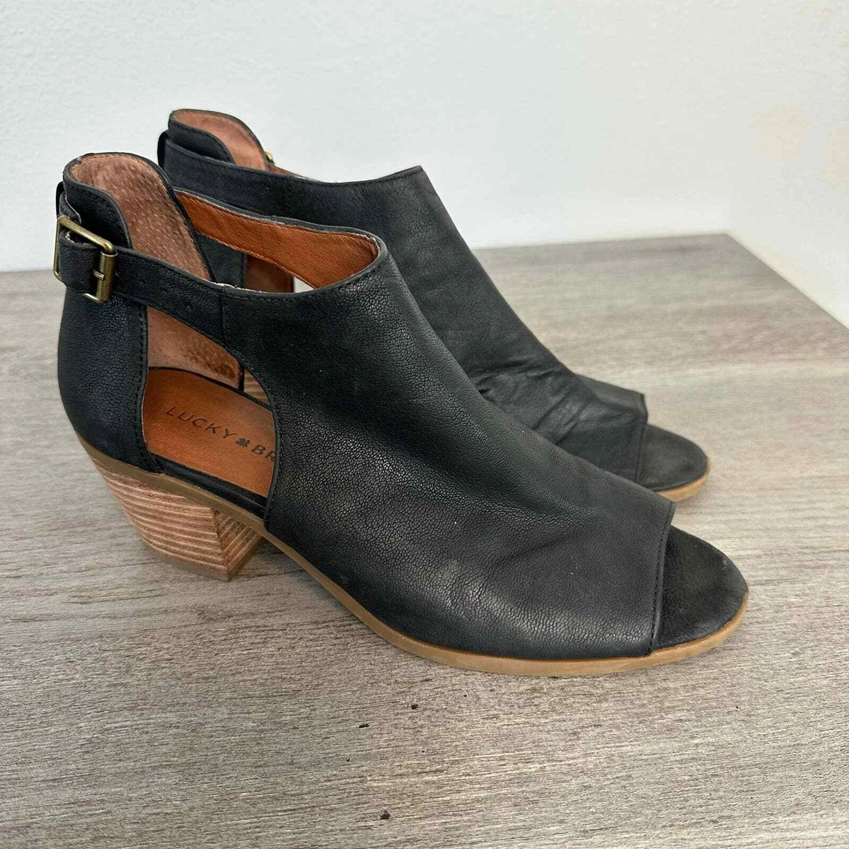 Lucky brand perforated peep toe booties hotsell