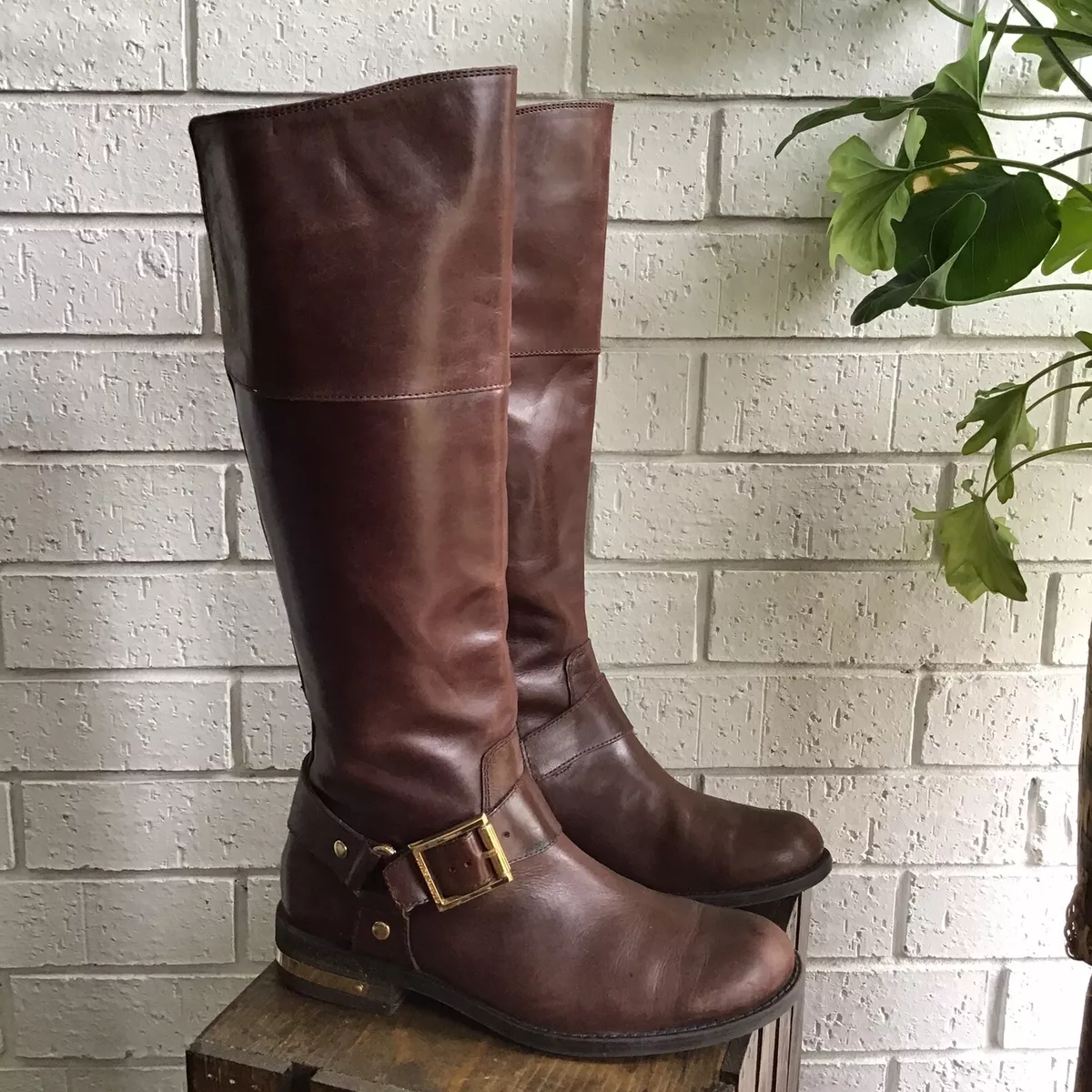 VINCE CAMUTO Kallie Tall Brown Leather Riding Boot Size 7.5