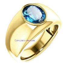Natural London Blue topaz Gemstone 925 Sterling Silver Gold plated Ring 890