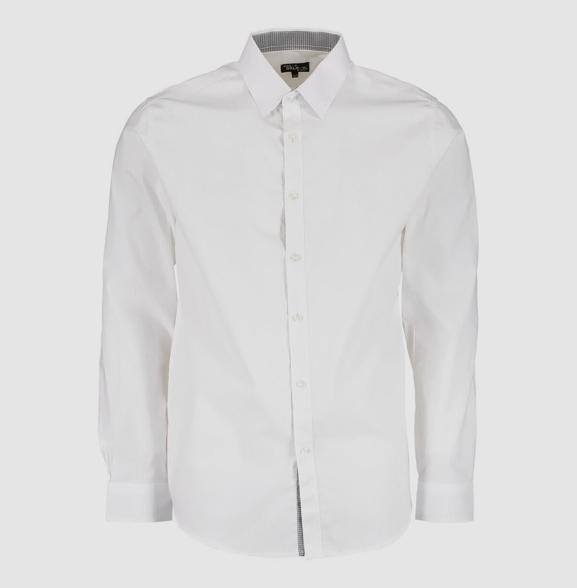 slim fit white dress shirt with black buttons Non-Iron Cotton Houndstooth Dress Shirt - White