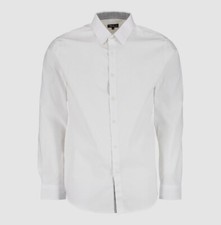  48 Galaxy By Harvic Men's Slim-Fit White Button Down Solid Dress Shirt Size L