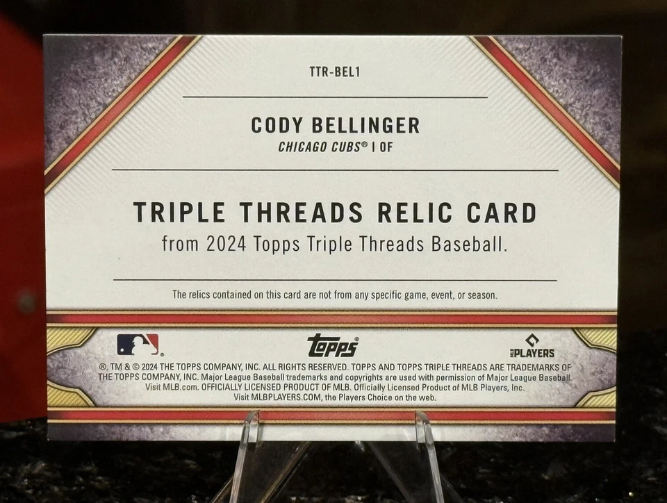 CODY BELLINGER 2024 Topps Triple Threads TRIPLE RELIC #/9 3 Color! CUBS YANKEES - Image 3 of 3