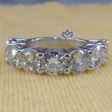 3.5ctw Round Cut Seven Stone Moissanite Half Eternity Band 14K White Gold Plated