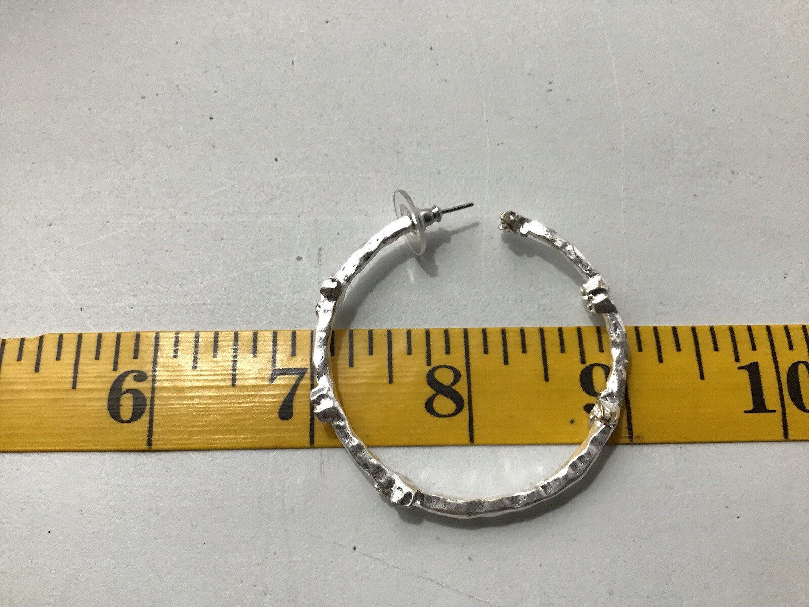 Earrings SilverT Hoops 2” Diameter Rhinestone Acc… - image 5