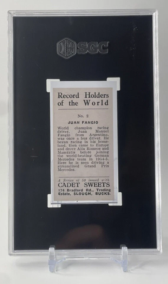 1956 Cadet Sweets #2 JUAN MANUEL FANGIO F1 Formula 1 SGC 5.5 EX+ - Image 2 of 2