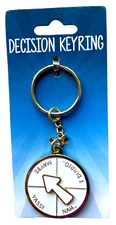 Spinner Keychain - Make a Decision Key Ring - White & Gold
