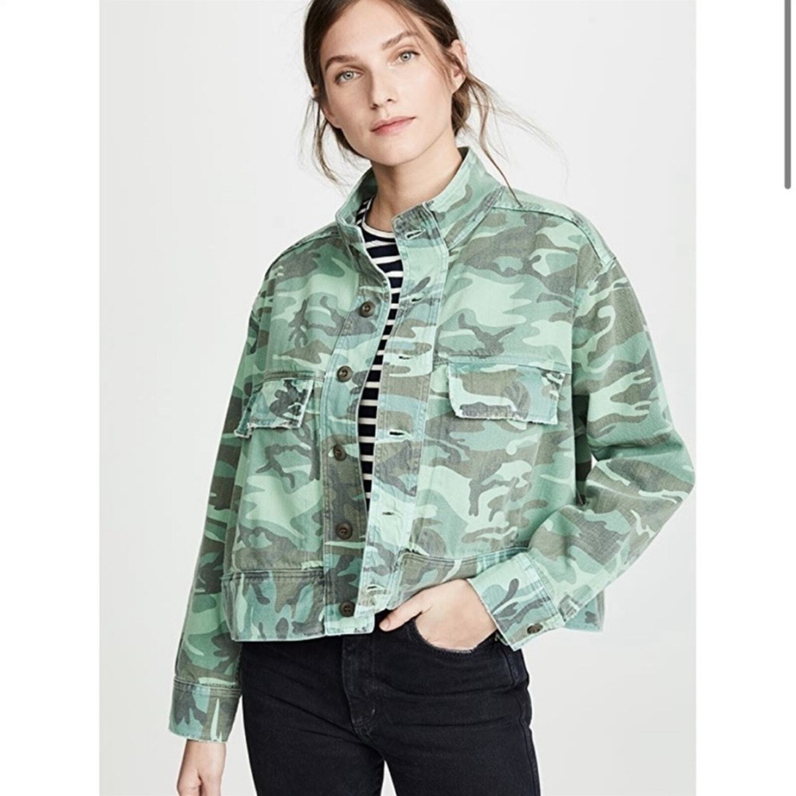 AMO Denim Patchwork Camo Jacket Oversized Euc XS … - image 3