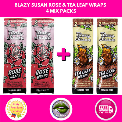 Blazy Susan Rose & Teeblatt Wraps Kakao 4er-Packungen wiederverschließbare Tasche VERSAND VERFOLGT