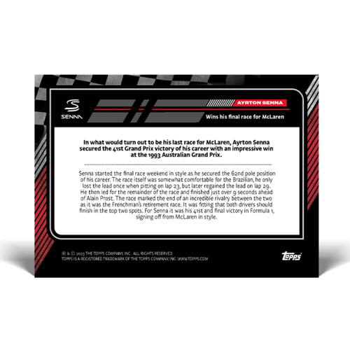 2023 Topps Now F1 STORY OF SENNA #46-48 AYRTON SENNA GOAT OF BRASIL 3 CD PRESALE - Picture 3 of 7