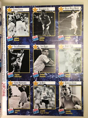 Yogi Berra, Ali Sports Illustrated for Kids uncut sheet legends with magazine