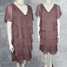 BNWT NIGHTINGALES Mocha Midi Dress Size 10 Occasion Evening Summer Party Ruffle