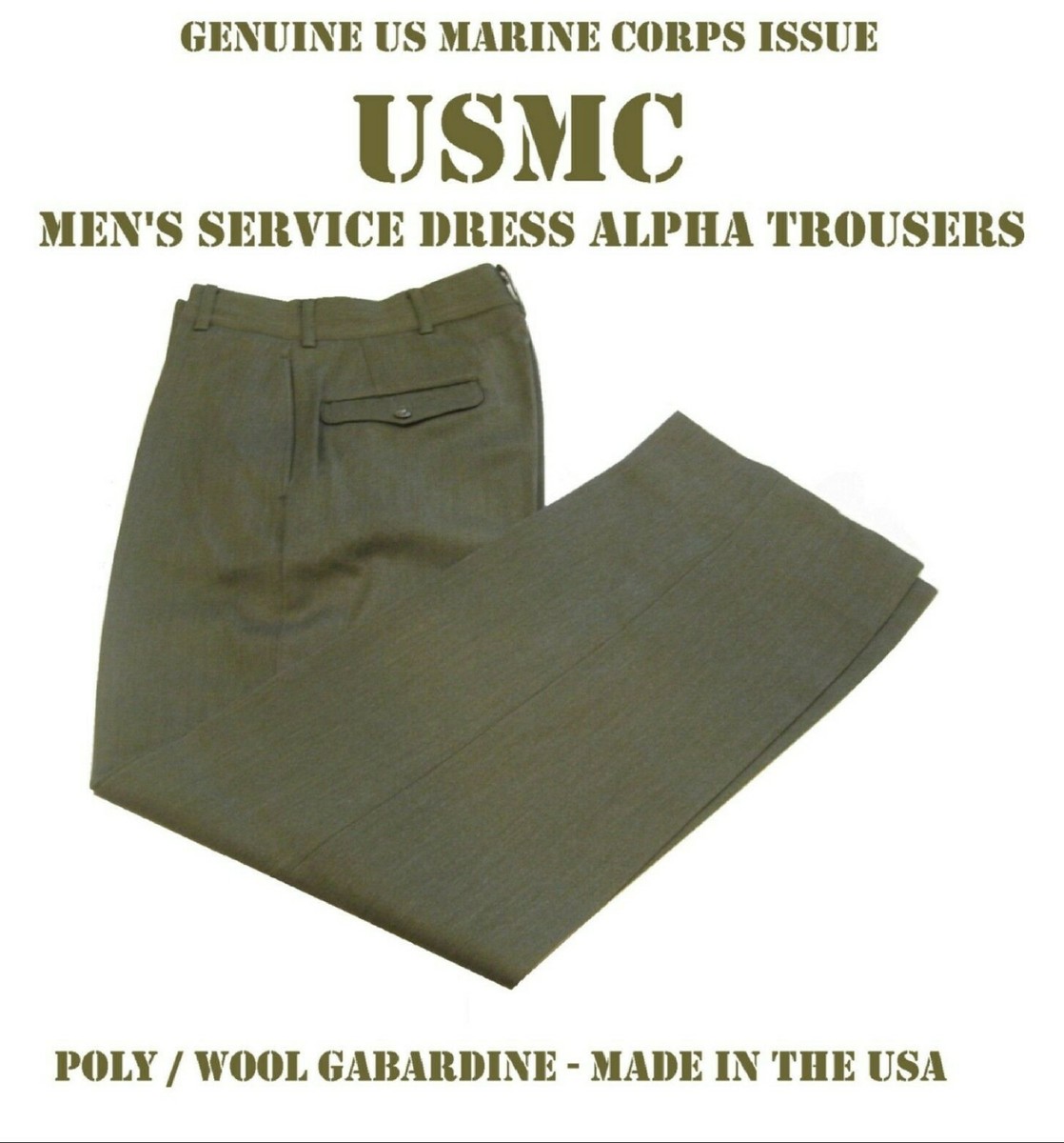 USMC TROUSERS PANTS US MILITARY MENS 33XL DRESS KHAKI SERVICE
