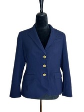 Talbots Womens Navy Blue Gold Blazer Jacket Size 4
