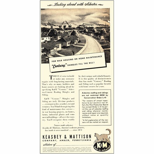 1943 Keasbey & Mattison: Century Shingles Fill the Bill Vintage Print Ad - 第 1/1 張圖片