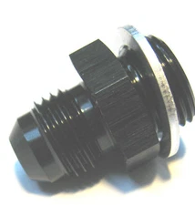 06an male flare to 5/8"-20 Edelbrock Perf Carb Inlet Fitting Show Pol Black Alum